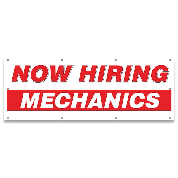 Now Hiring Mechanics Banner Apply Inside Accepting Application Single Sided